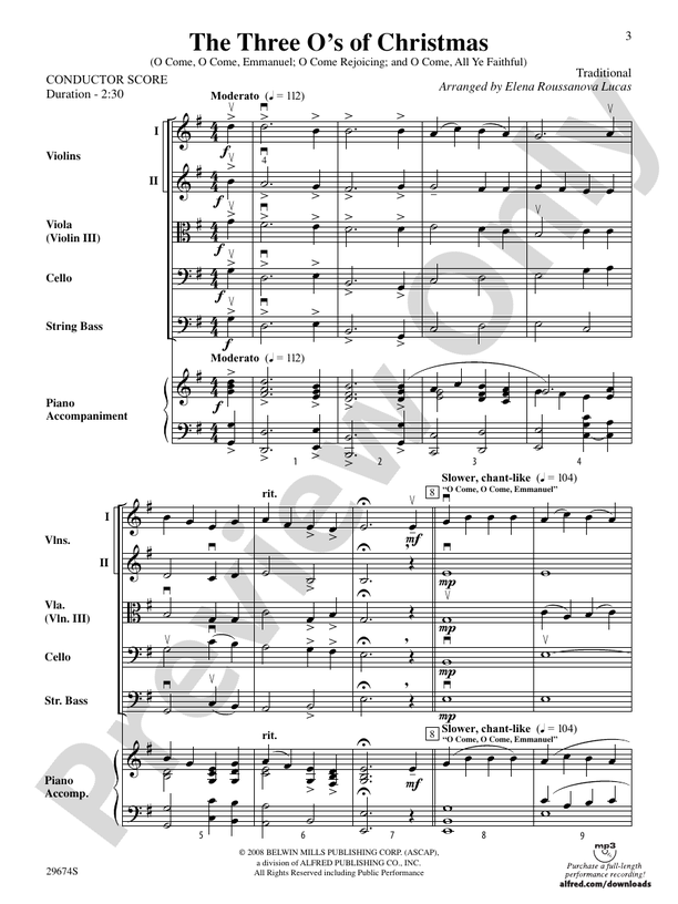 The Three O's of Christmas – String Orchestra Conductor Score & Parts (Digital Download)