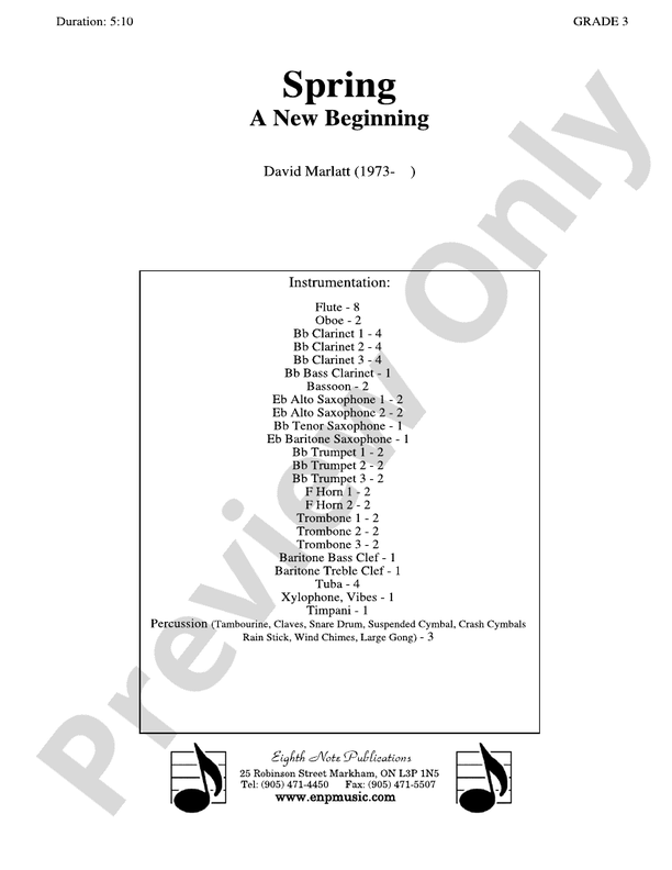 Spring (A New Beginning) - Concert Band Conductor Score & Parts (Digital Download)