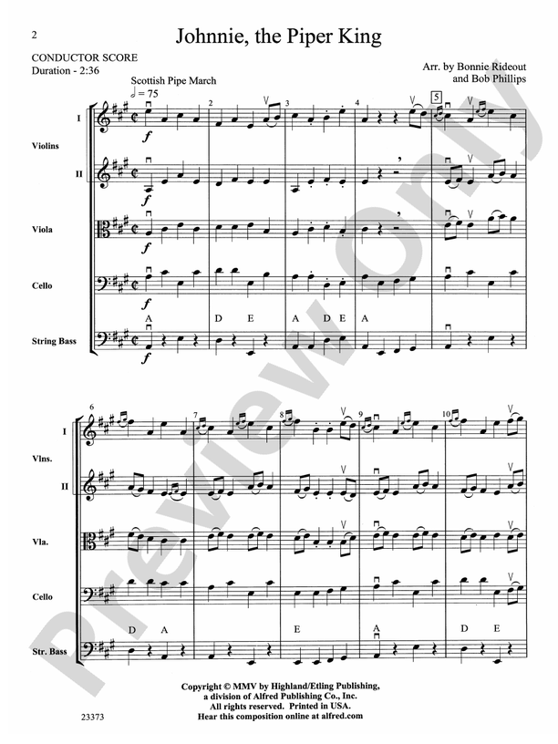 Johnnie, the Piper – String Orchestra Conductor Score & Parts (Digital Download)