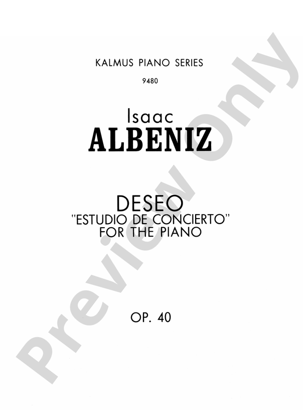 Albeniz - Deseo (Estudio de Concierto) - Piano Solo (Digital Download)