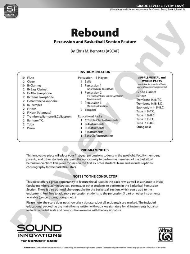 Rebound - Concert Band Conductor Score & Parts (Digital Download)