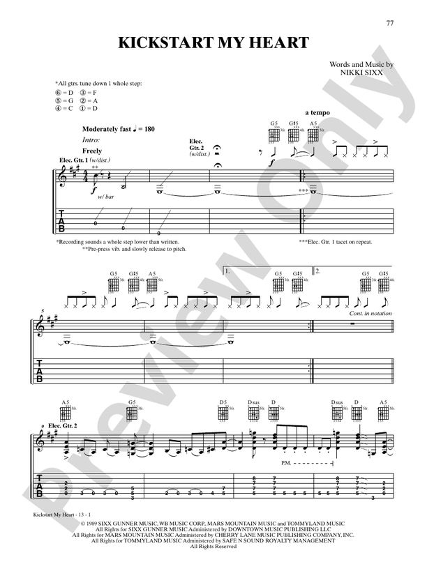 Kickstart My Heart - Guitar TAB (Digital Download)