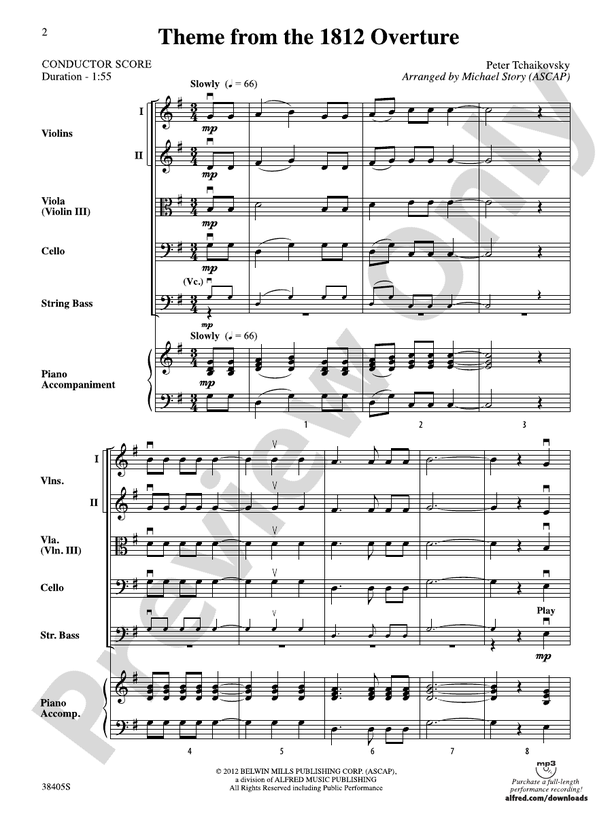 Theme from the "1812 Overture" – String Orchestra Conductor Score & Parts (Digital Download)