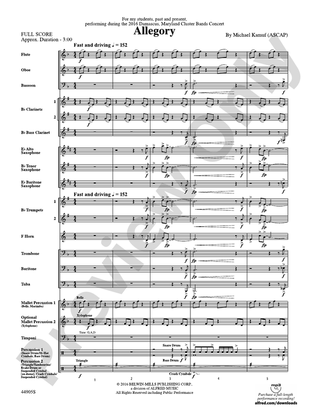Allegory - Concert Band Conductor Score & Parts (Digital Download)