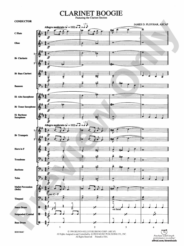 Clarinet Boogie - Concert Band Conductor Score & Parts (Digital Download)