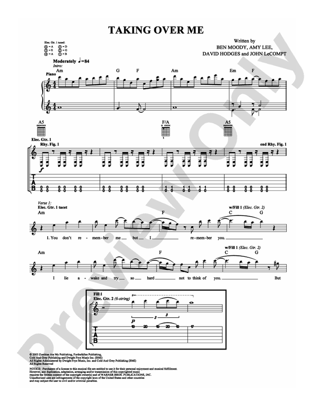 Taking Over Me - Guitar TAB (Digital Download)