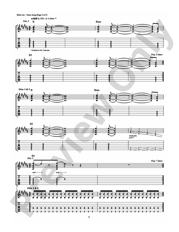 Panic Song - Guitar TAB (Digital Download)