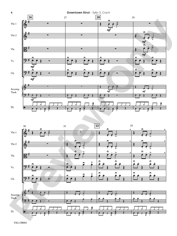 Downtown Strut - String Orchestra Conductor Score & Parts (Digital Download)