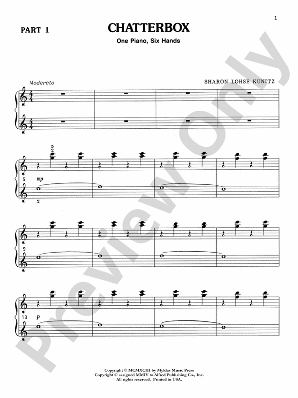 Chatterbox - 1 Piano, 6 Hands (Digital Download)