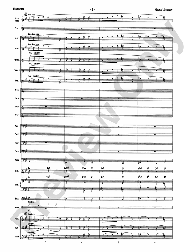 Round Midnight (Arr. Mike Lewis) - Jazz Ensemble Conductor Score & Parts (Digital Download)