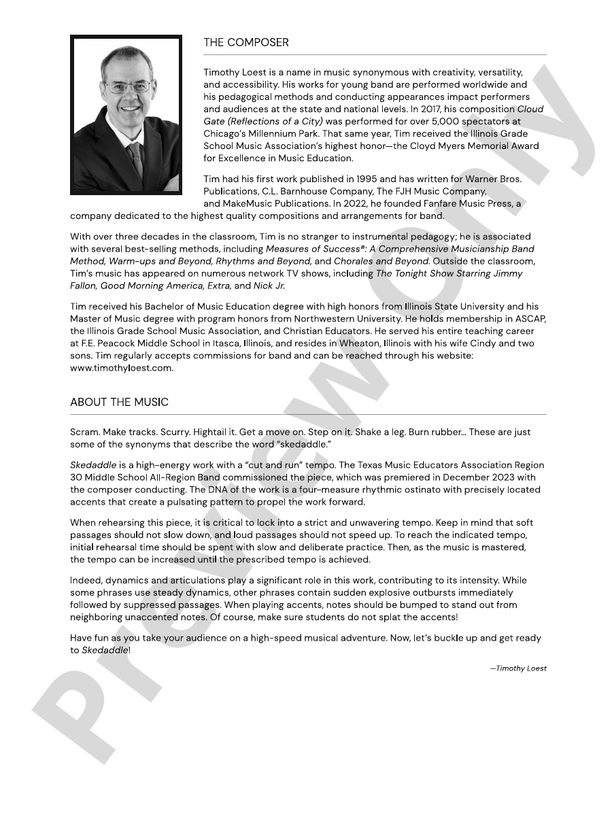 Skedaddle – Concert Band Conductor Score & Parts (Digital Download)