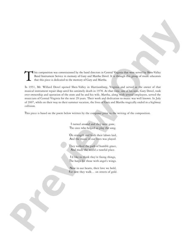 On Streets of Gold - Concert Band Conductor Score & Parts (Digital Download)