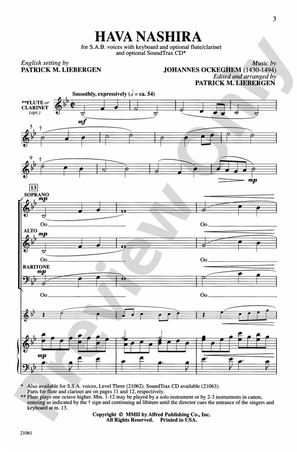 Hava Nashira (Let Us Sing Together) – SAB Choral Octavo (Digital Download)