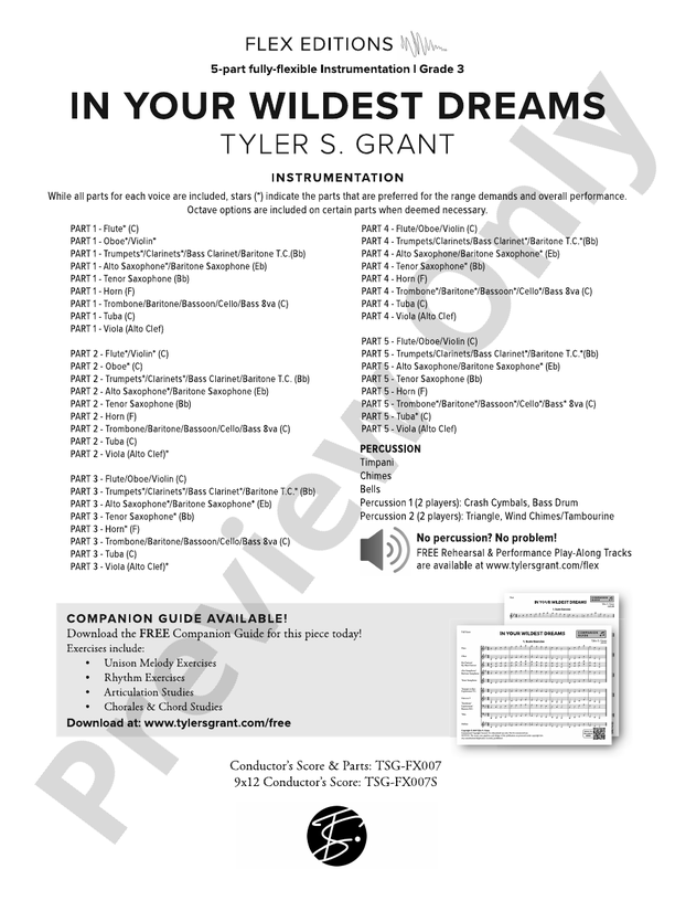In Your Wildest Dreams (Flexible Arrangement) - Concert Band Conductor Score & Parts (Digital Download)