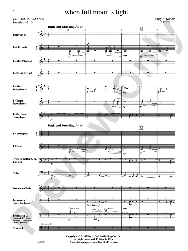 ... when full moon's light - Concert Band Conductor Score & Parts (Digital Download)