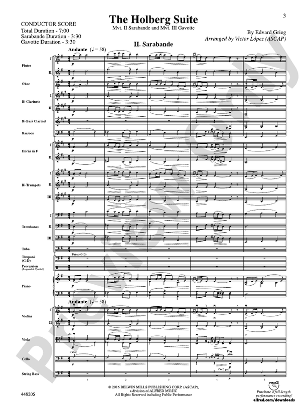 The Holberg Suite – Full Orchestra Conductor Score & Parts (Digital Download)