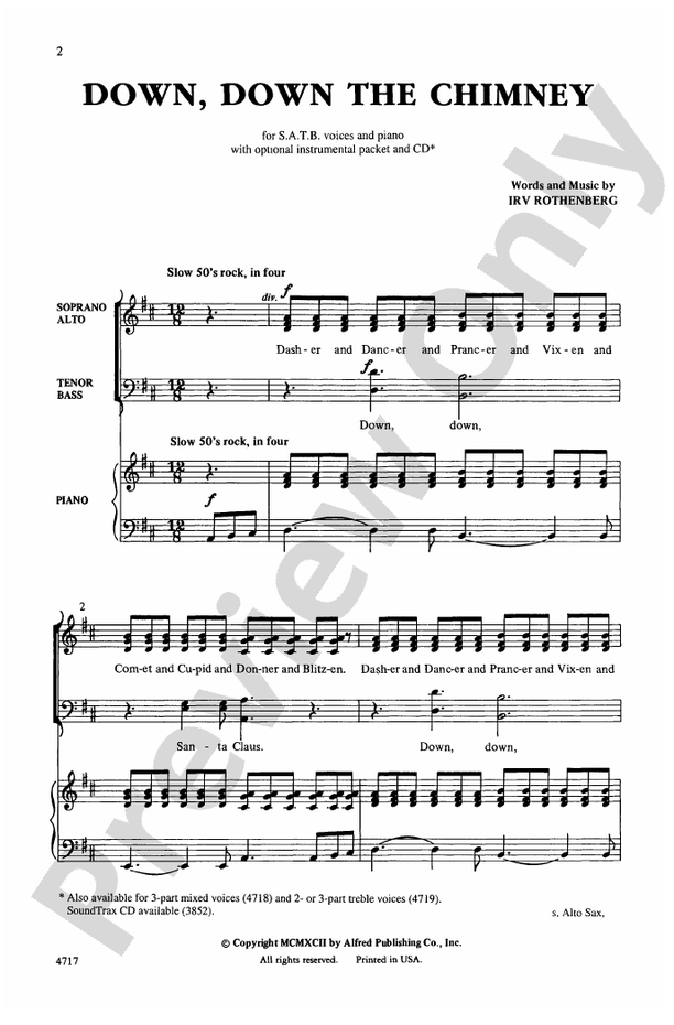 Down, Down the Chimney – SATB Choral Octavo (Digital Download)