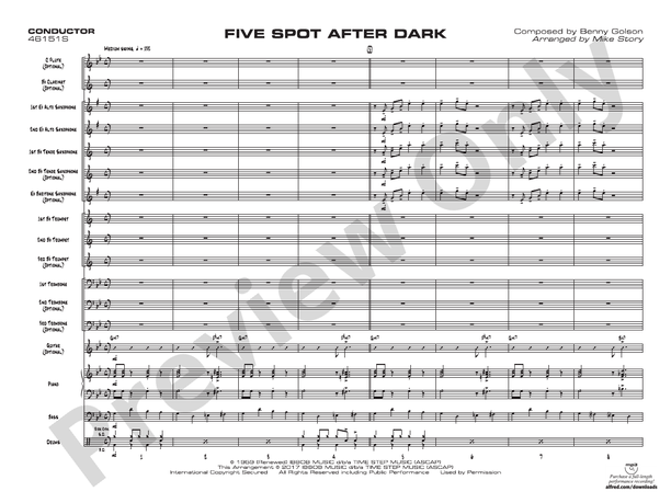 Five Spot After Dark – Jazz Ensemble Conductor Score & Parts (Digital Download)