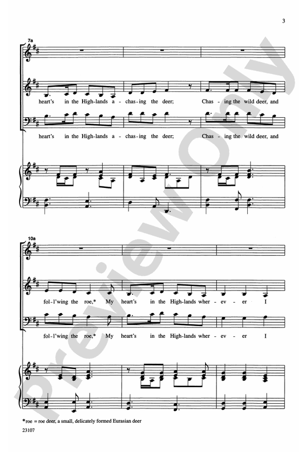 My Heart's in the Highland – 3-Part/SATB Choral Octavo (Digital Download)