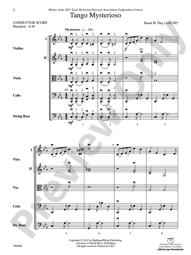 Tango Mysterioso – String Orchestra Conductor Score & Parts (Digital Download)
