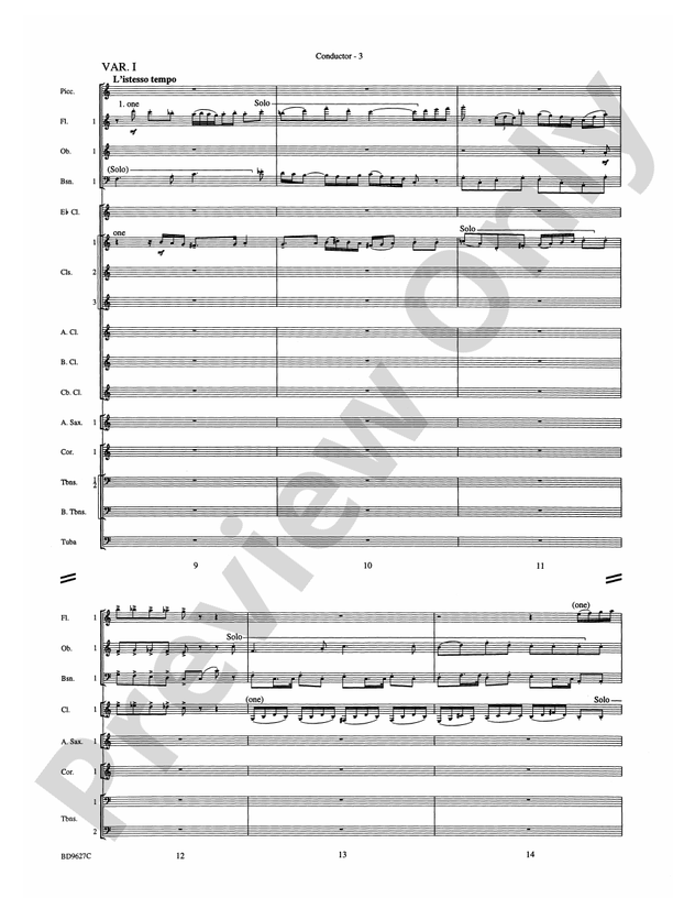 Variations on a Theme of Robert Schumann - Concert Band Conductor Score & Parts (Digital Download)