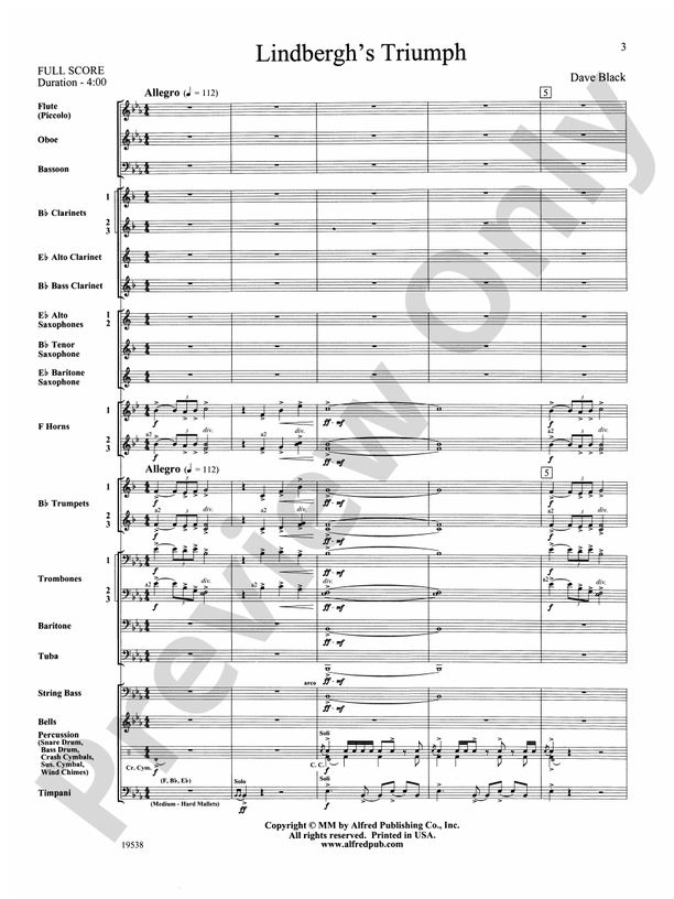 Lindbergh's Triumph - Concert Band Conductor Score & Parts (Digital Download)