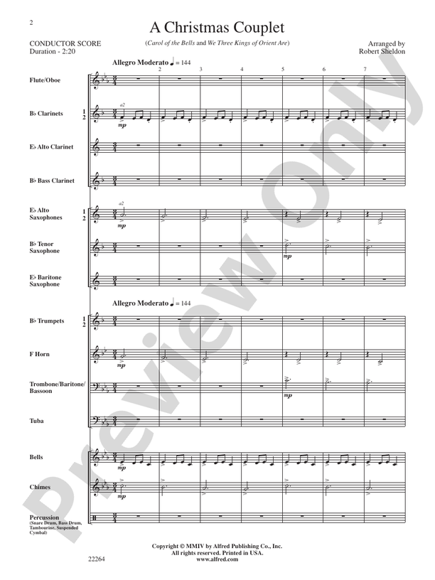 A Christmas Couplet - Concert Band Conductor Score & Parts (Digital Download)