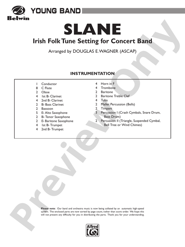 Slane - Concert Band Conductor Score & Parts (Digital Download)