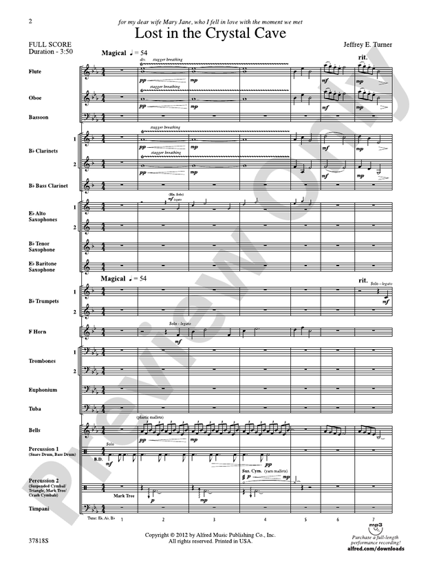 Lost in the Crystal Cave - Concert Band Conductor Score & Parts (Digital Download)