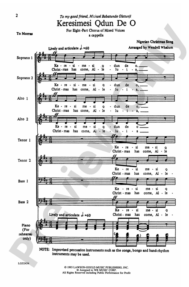 Keresimesi Qdun De O – SATB Choral Octavo (Digital Download)