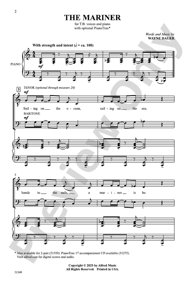The Mariner - TB Choral Octavo (Digital Download)