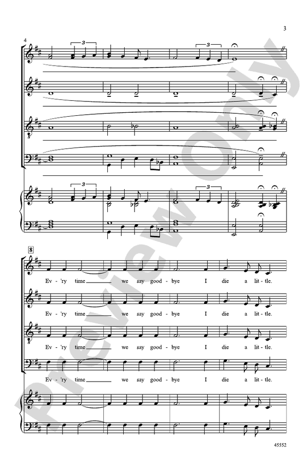 Ev'ry Time We Say Goodbye – SATB, a cappella Choral Octavo (Digital Download)