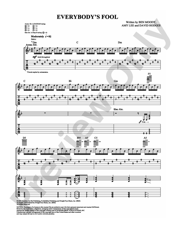 Everybody's Fool - Guitar TAB (Digital Download)