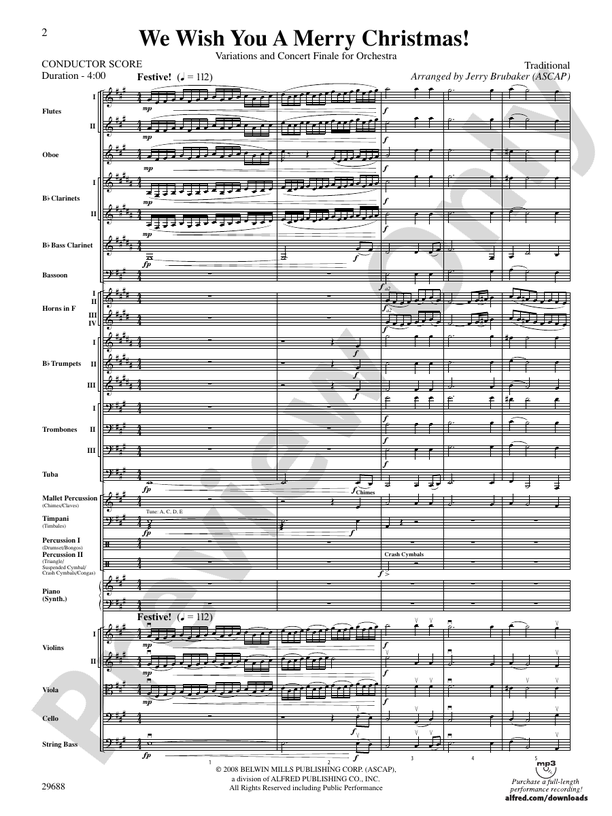 We Wish You a Merry Christmas – Full Orchestra Conductor Score & Parts (Digital Download)