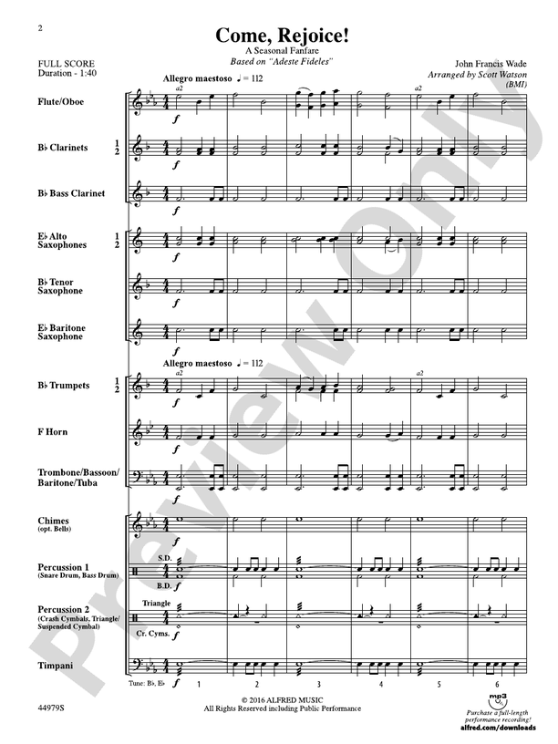 Come, Rejoice! - Concert Band Conductor Score & Parts (Digital Download)