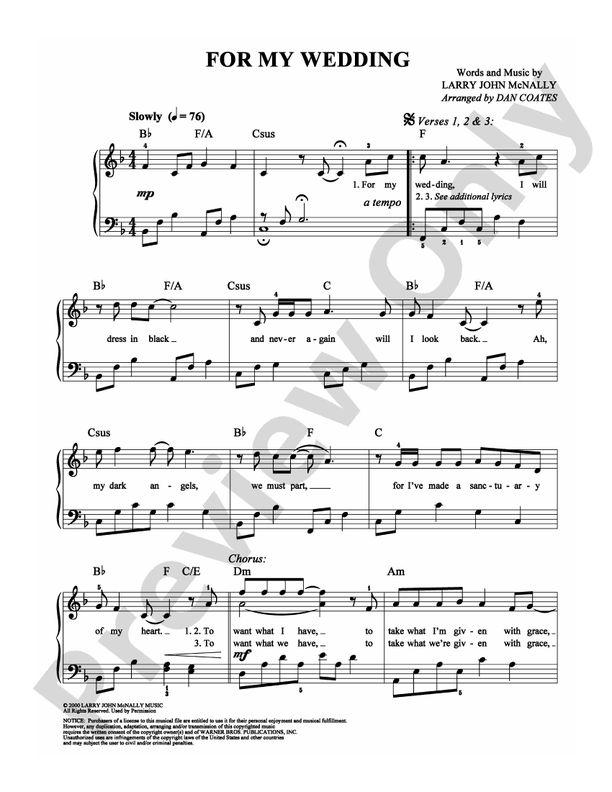 For My Wedding - Arr. Dan Coates - Easy Piano (Digital Download)