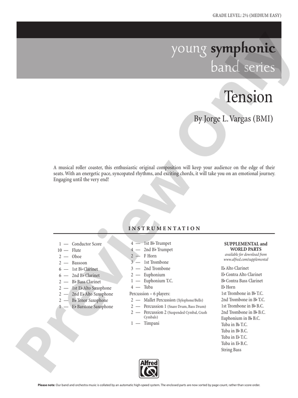 Tension - Concert Band Conductor Score & Parts (Digital Download)