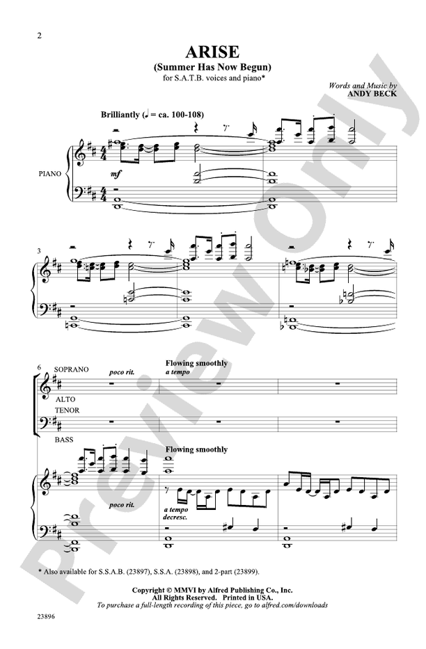 Arise (Summer Has Now Begun) – SATB Choral Octavo (Digital Download)
