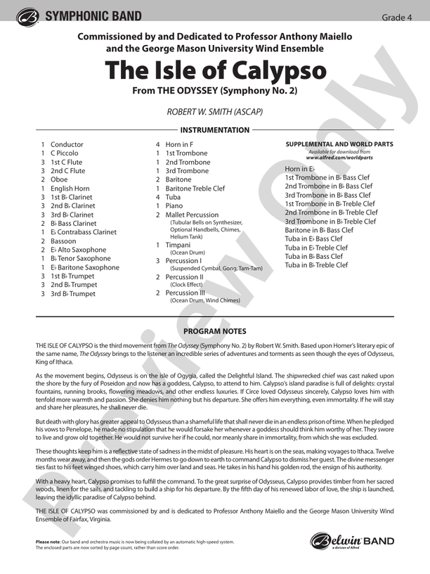 The Isle of Calypso (from The Odyssey (Symphony No. 2)) - Concert Band Conductor Score & Parts (Digital Download)