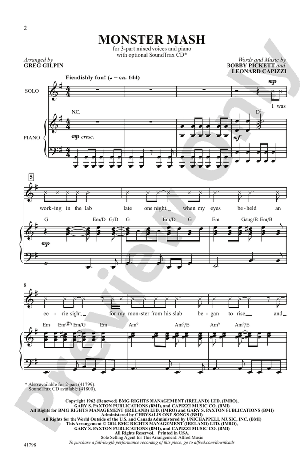 Monster Mash – 3-Part Mixed Choral Octavo (Digital Download)