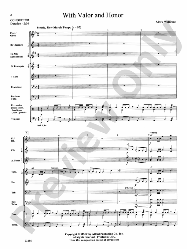 With Valor and Honor - Concert Band Conductor Score & Parts (Digital Download)