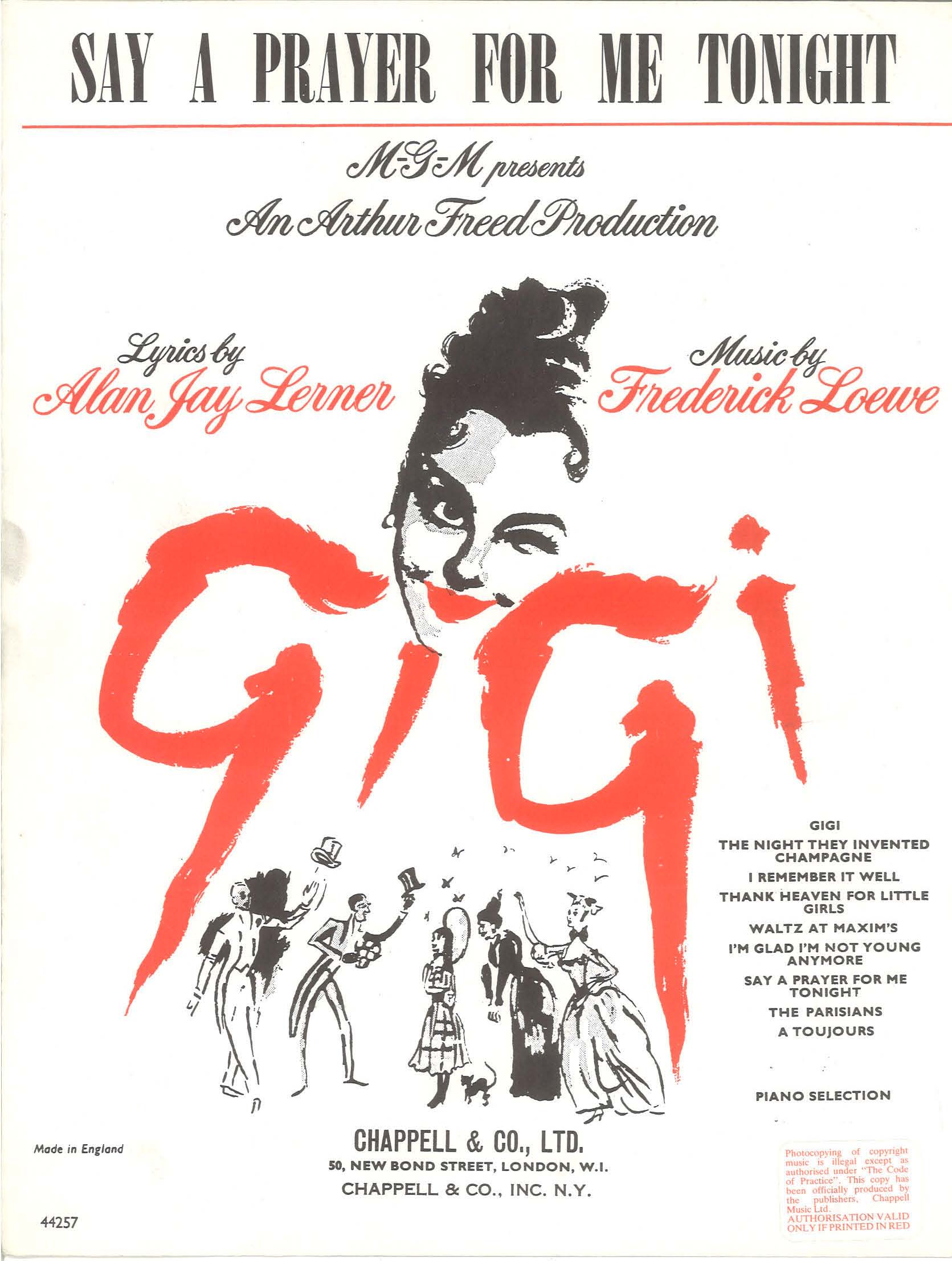 Say A Prayer For Me Tonight (from 'Gigi') - PVG (Digital Download)