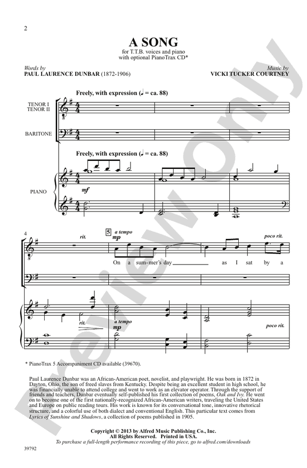 A Song - TTB Choral Octavo (Digital Download)