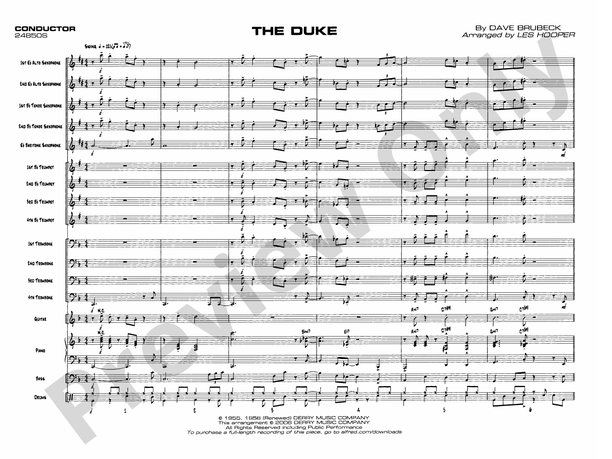 The Duke - Jazz Ensemble Conductor Score & Parts (Digital Download)