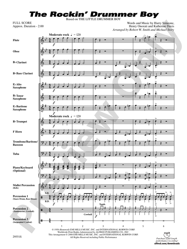 The Rockin' Drummer Boy - Concert Band Conductor Score & Parts (Digital Download)