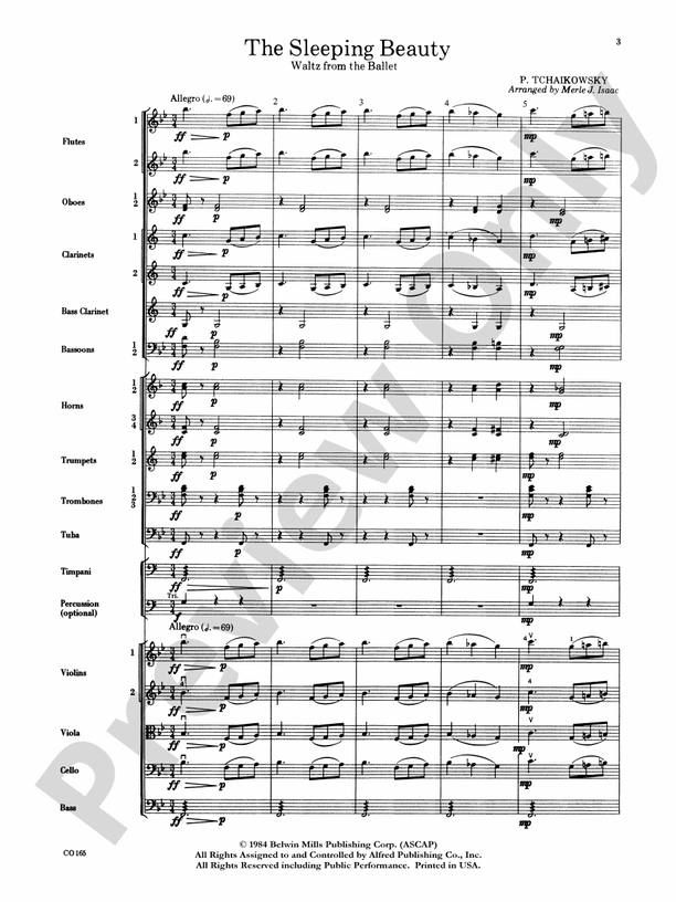 Sleeping Beauty (Waltz from the Ballet) – Full Orchestra Conductor Score & Parts (Digital Download)