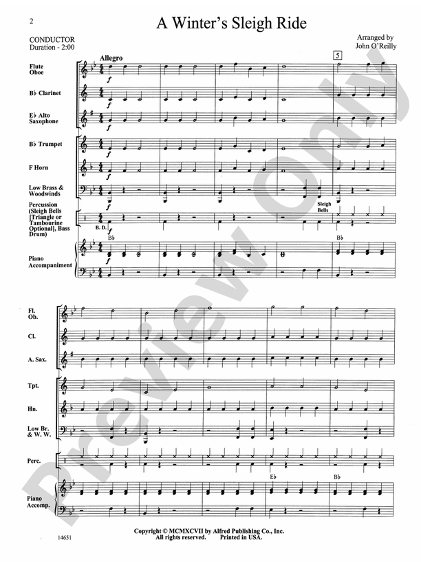 A Winter's Sleighride - Concert Band Conductor Score & Parts (Digital Download)