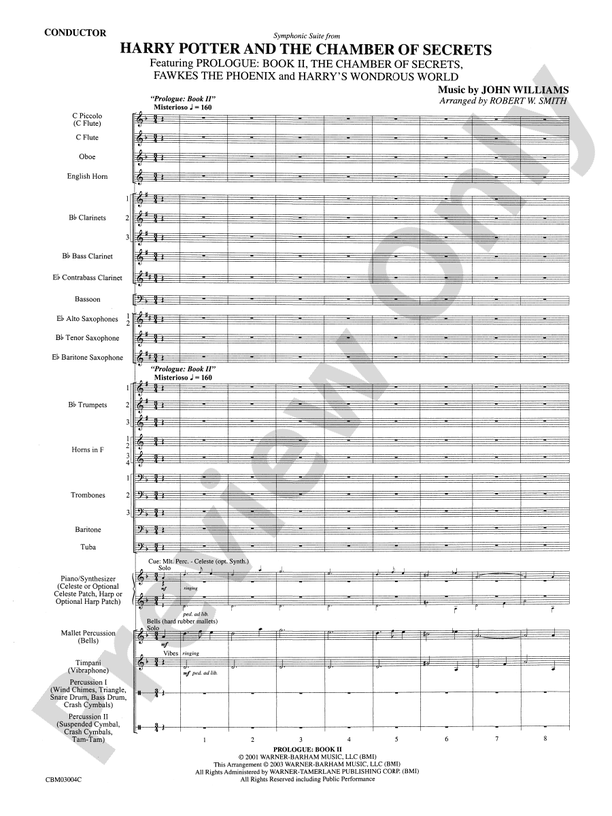Harry Potter and the Chamber of Secrets, Symphonic Suite from - Concert Band Conductor Score & Parts (Digital Download)