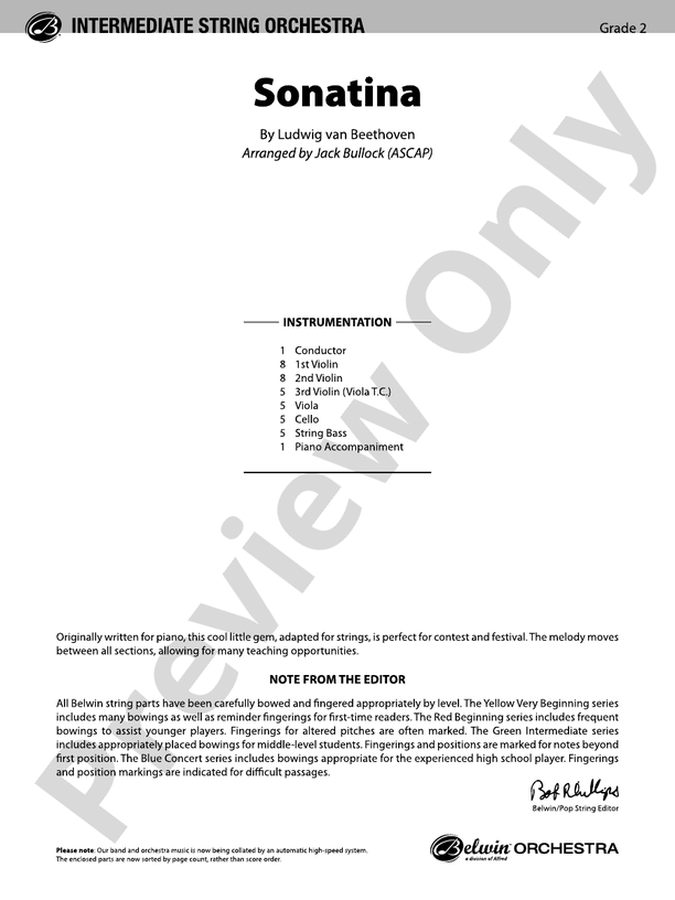 Sonatina - String Orchestra Conductor Score & Parts (Digital Download)