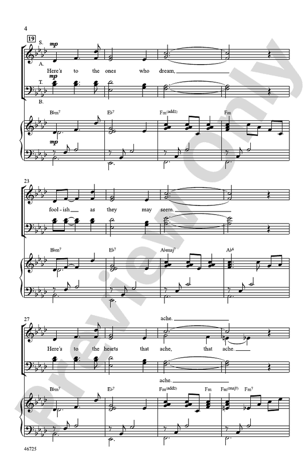 Audition (The Fools Who Dream) – SATB Choral Octavo (Digital Download)